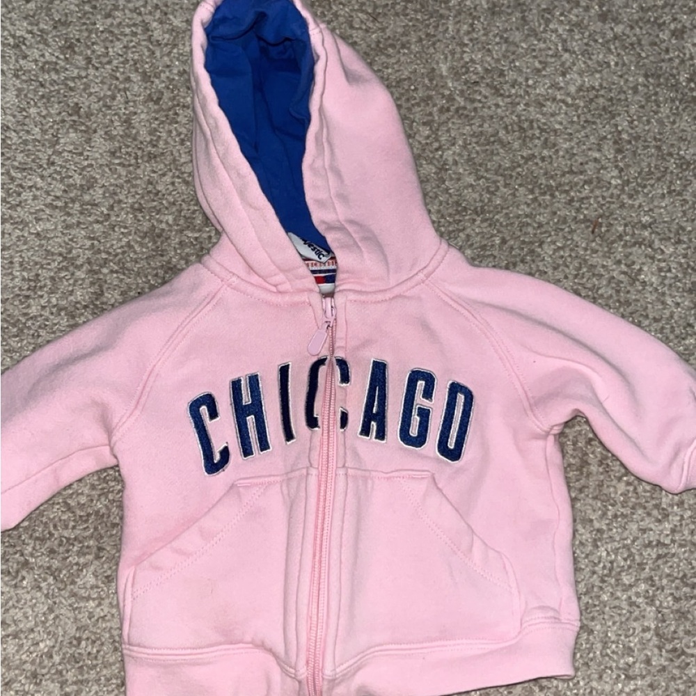 Majestic Pink and Blue Kids Hoodie with Chicago Design